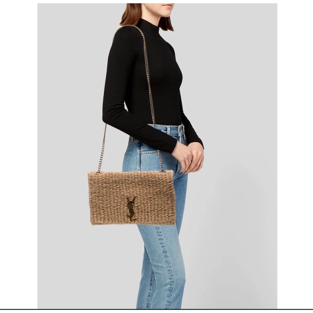 Yves Saint Laurent Tan Raffia Crossbody Bag